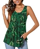 Picture of CATHY Women's 2025 Summer Sleeveless Tank Vest Casual Ruffle Tunic Top Loose Comfy Blouse Tshirts, 4XL, Leaf Green