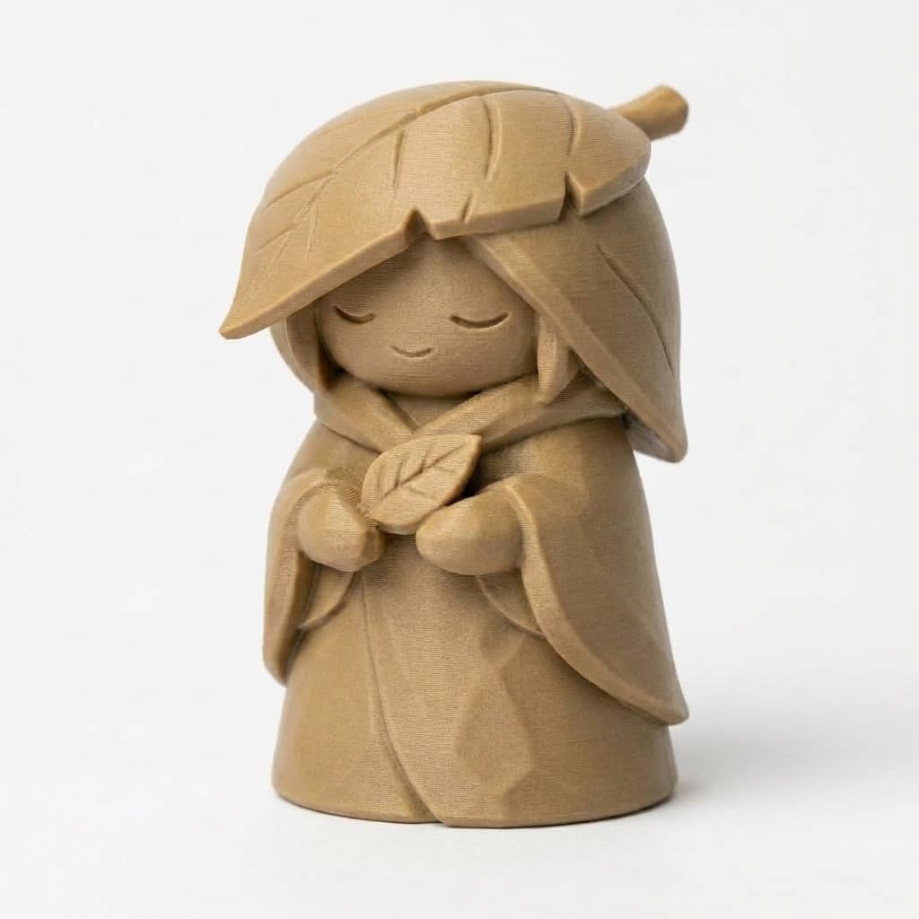 Wood Carved-Like Gentle Leaf Figurine - Unique Shelf Decor for Adults 3D Printed in Canada - 3D Printed in Canada (Classic Birch)