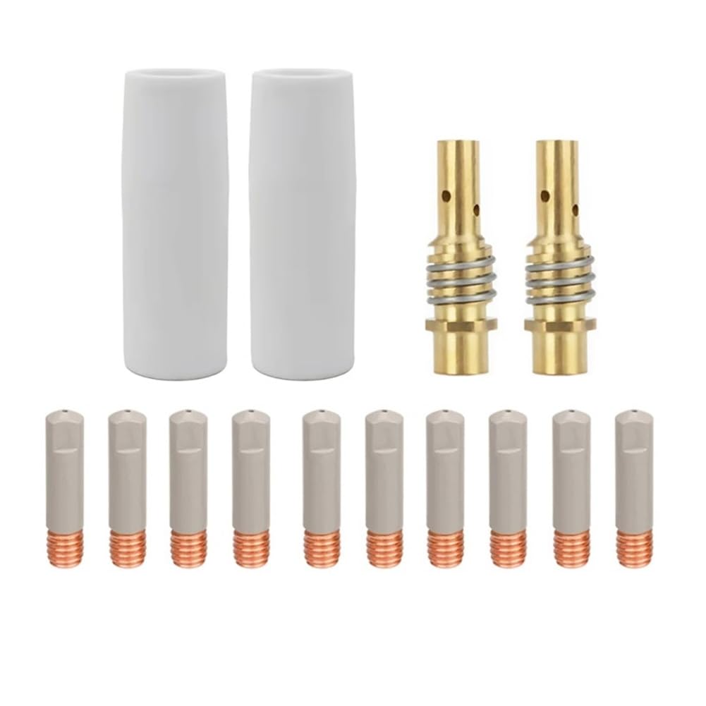 Aundhegrtt As Shown 14Pcs Mb15ak Mig Coated Anti-Spill Welding Nozzle European Airless Welding Accessories Ceramic Protective Cover