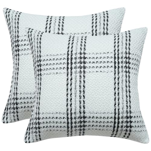 LOHDALOLF Black and White Tartan Throw Pillow Covers 20x20 inch