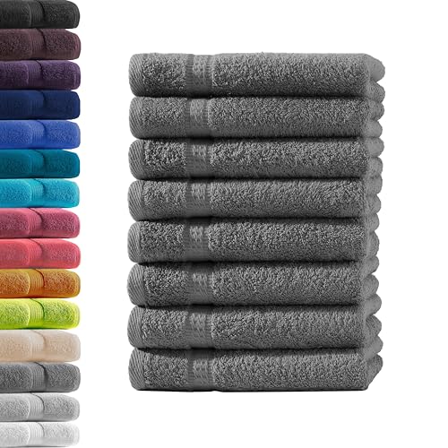 8X Gästetuch | Anthrazit | 100% Baumwolle Frottier | Oeko-TEX Standard 100 | Premium Qualität 500 g/m