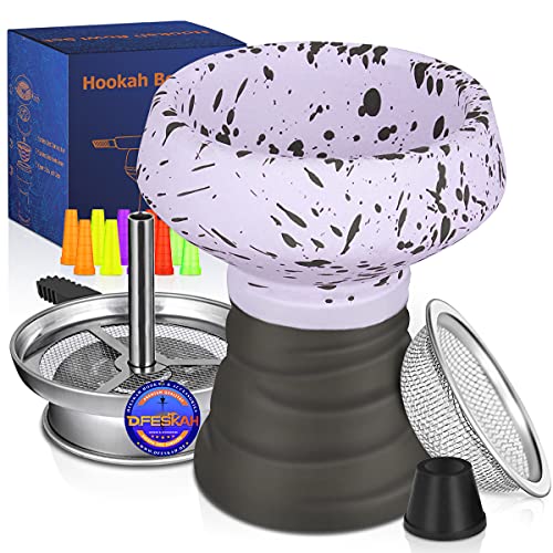 DFESKAH Shisha Kopf Set, Steinkopf mit Kaminaufsatz Sieb Kopfdichtung Mundstück, Universal Wasserpfeife Kopf Set für…