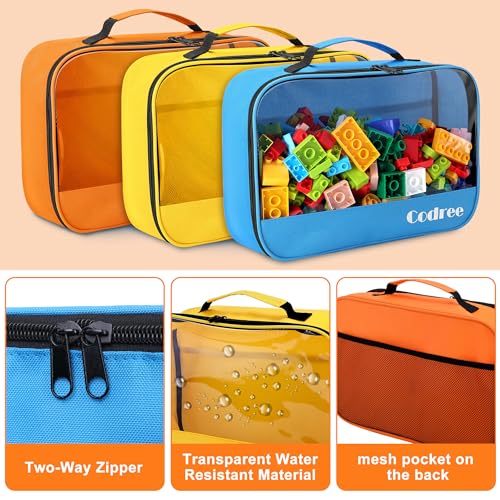 codree 6 Pack Large Oxford Cloth Toy Storage Bags, 13 x 8.5 x 3.9 Inch Visible Organizer Pouch with Zipper, Waterproof Travel Toy Storage for Building Blocks, Small Toys by codree - Image 3