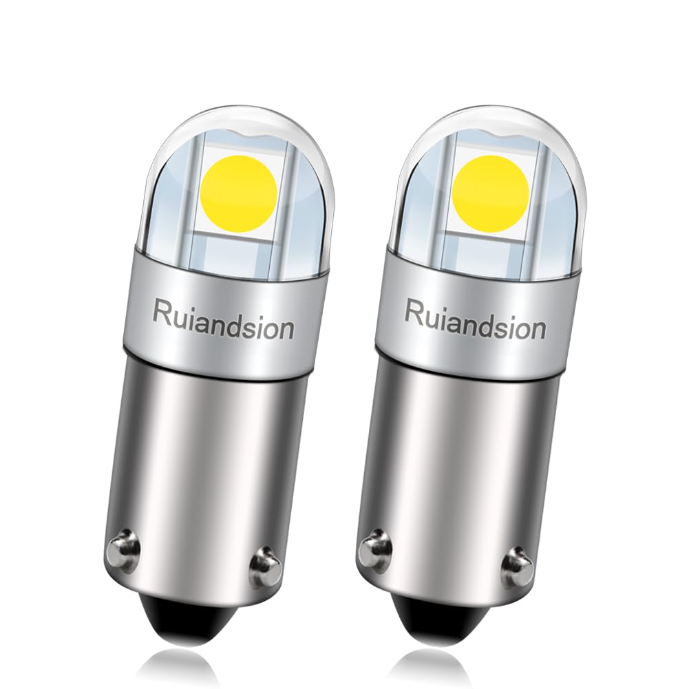 Ruiandsion BAY9S H21W 64136 LED License Plate Light White 6V Non Polarity 3030 2SMD Chipsets for Car Interior Dome Map License Plate Glove Box Lights Pack of 2