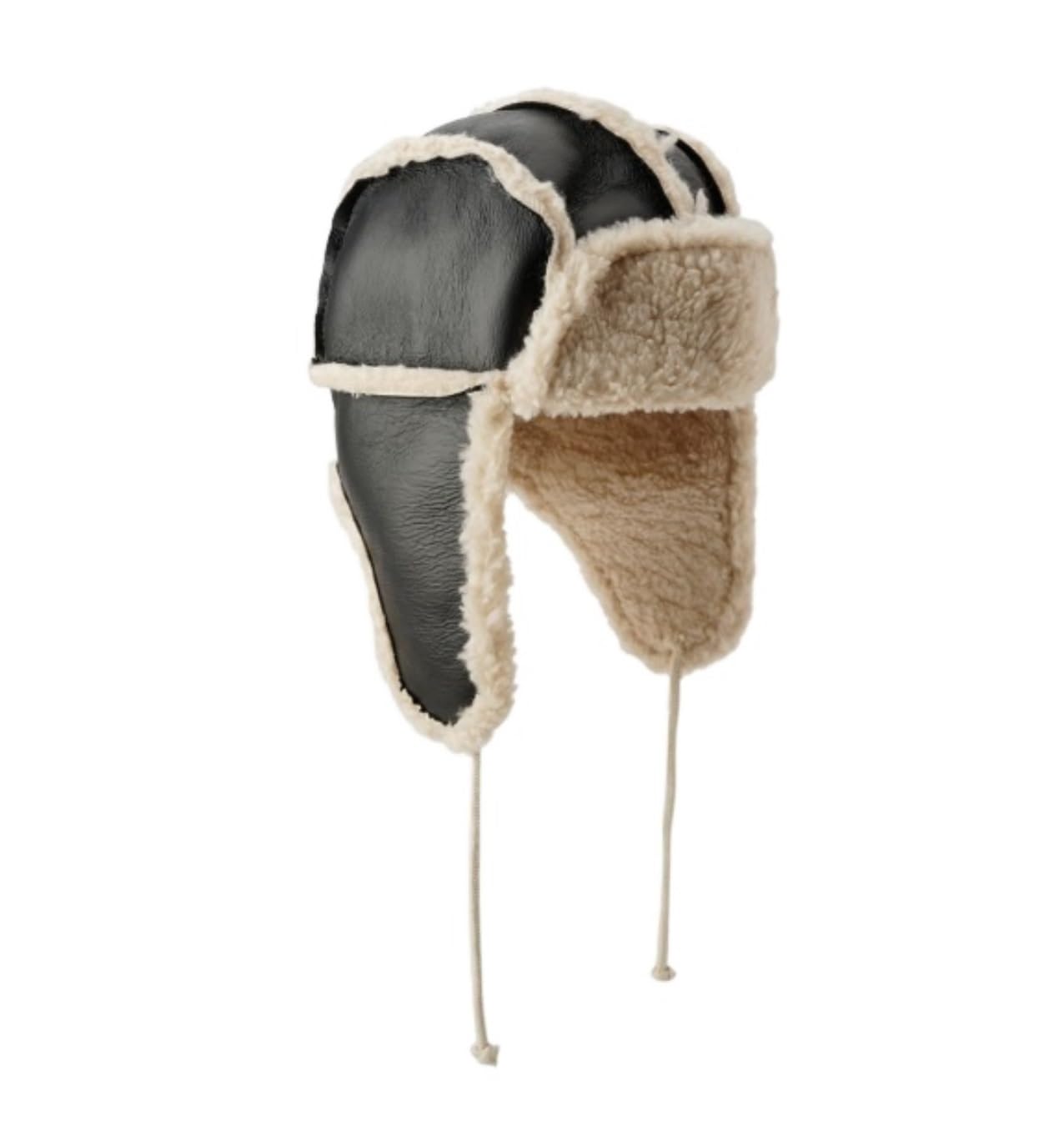 Mützen Winter Mützen Unisex-Wintermütze, Warme Poilt-Mütze, PU-Leder-Futter, Plüschmütze Mit Ohrenschützern Wintermütze (Color : Black, Size : One Size)