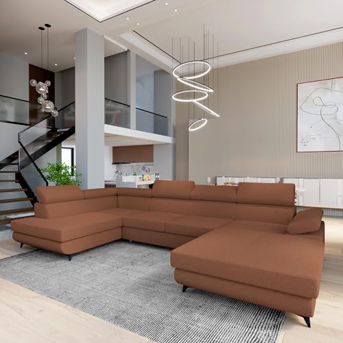 Masseno Ecksofa RUBANO Q L-S mit Schlaffunktion U-Form, Sofa mit Bettkasten, Wohnzimmersofa, Couch, Soffa, Bettsofa, Couchgarnitur- Kupferfarben, Quelle 54 – Bild 5