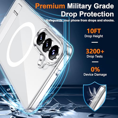 Image of SPIDERCASE Magnetic for Samsung Galaxy S26 Case, [3 Stand Ways][ Military Grade Drop Protection] with Invisible Stand Shockproof Slim Case for Samsung Galaxy S26 6.3 inch, Clear