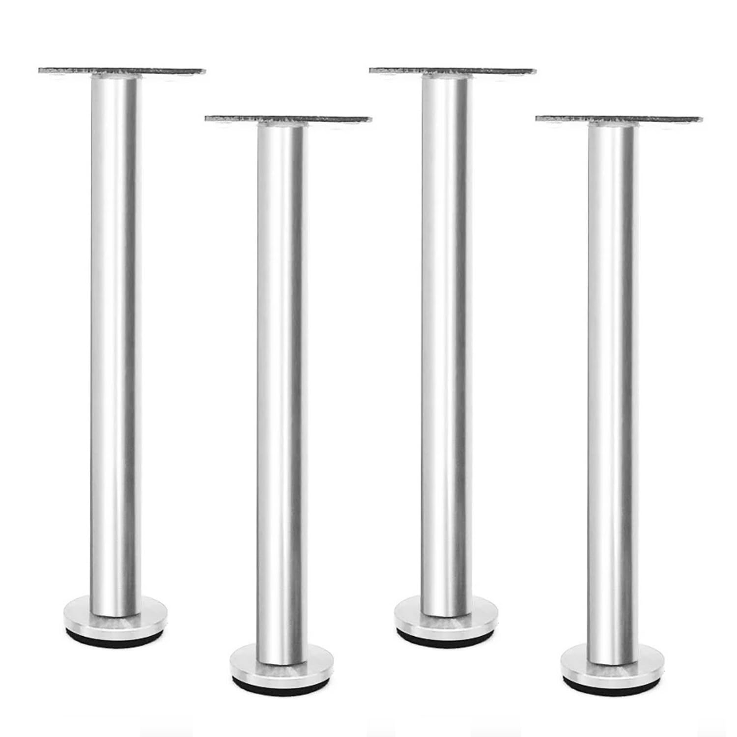 4 Pcs Patas para Muebles Altura Regulables,Pies Ajustables para Mesas Acero Inoxidable,Patas de Soporte para Sofás Armario Silla Escritorio Gabinete,Con Tornillos (40cm,Plata)