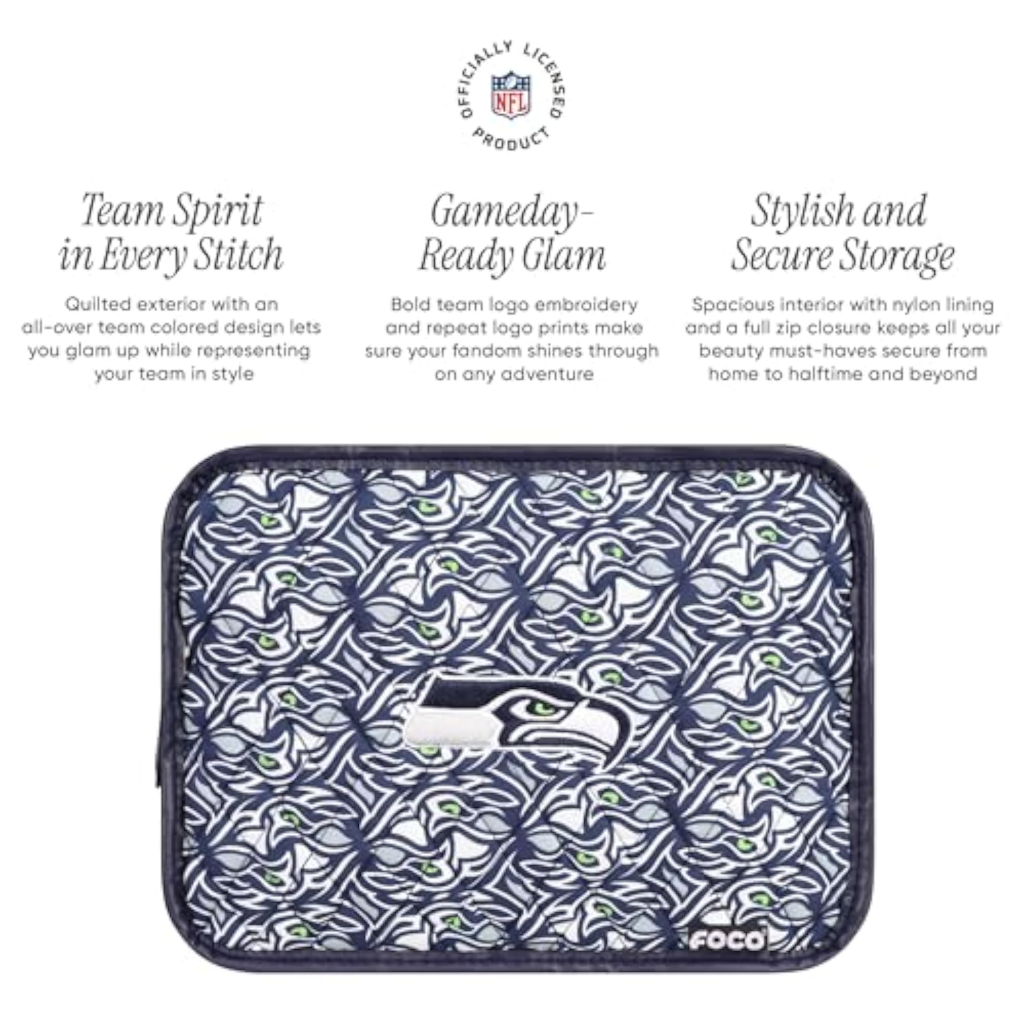 NFL Logo Quilted Printed Cosmetic Toileti Bag