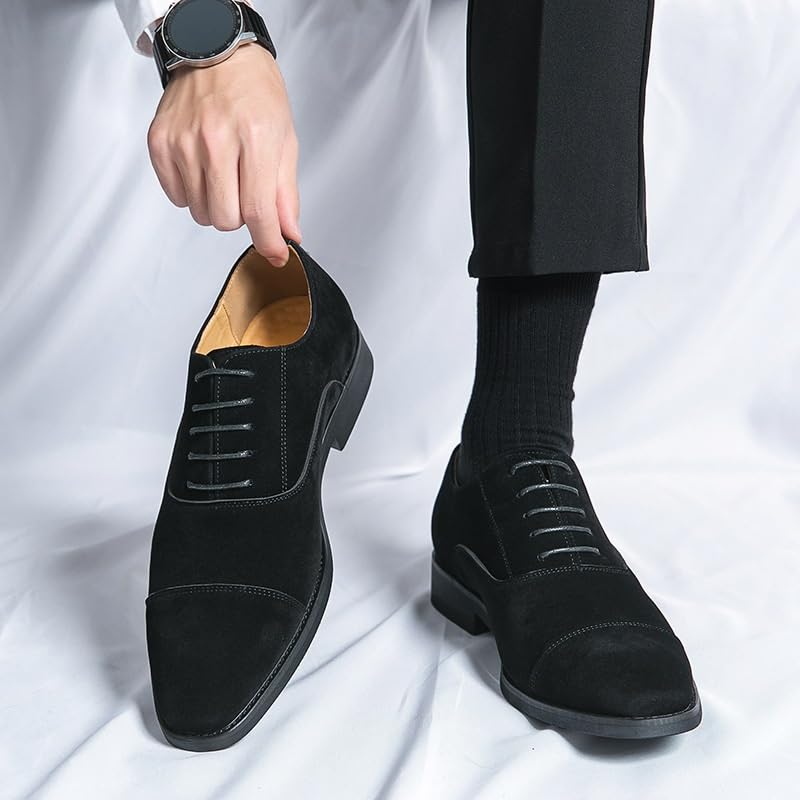 Men's Formal Leather Suede Oxfords, Casual Business Oxford Derbys, Lace-up Slip-ons, Driving, Comfort, Party, Wedding2