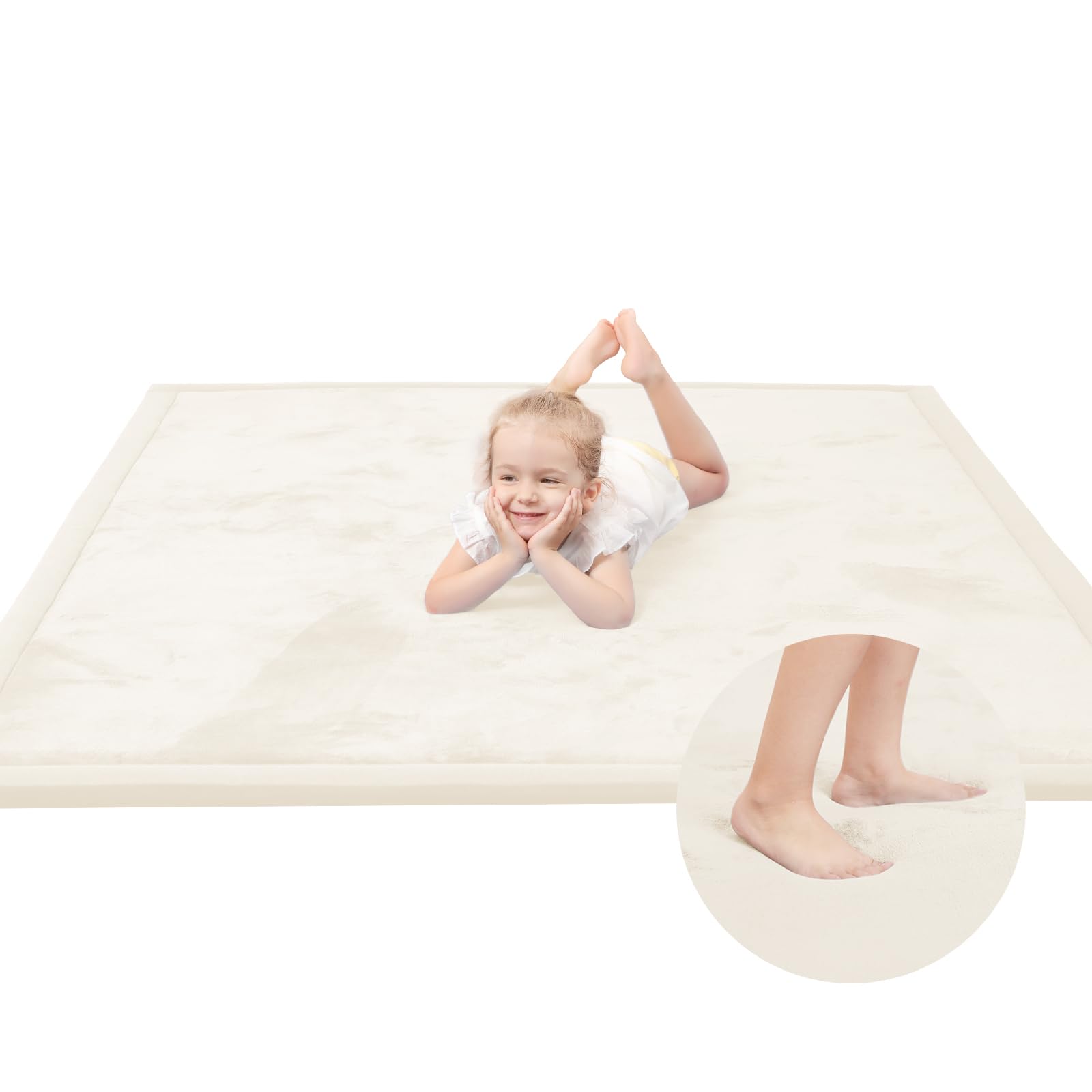 Baby Play Mat for Floor,1.3" Thick Memory Foam Tummy Time Mat for Toddlers,Infants,Kids,Water-Repellent Soft Nursery Rug,Extra Large Non Slip for