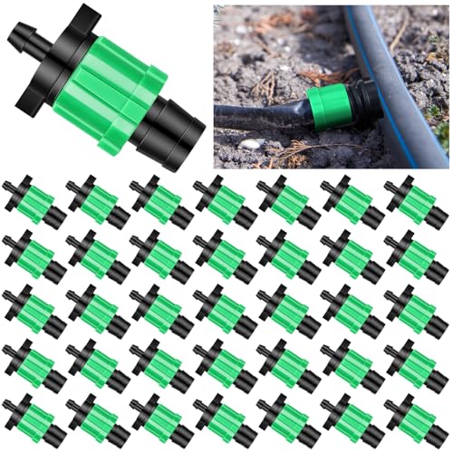 Frienda 50 Pcs Drip Tape Connector Fittings Locks 1/4 Barb for 5/8 Drip Irrigation Fitting Kit Irrigation Tubing Connectors Tools Coupling Barbed Locking Fitting (Green)