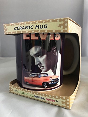 Original Metal Sign Co. Elvis The King Presley Pink Cadillac Car Classic Retro Art Mug en céramique dans Un Coffret Cadeau