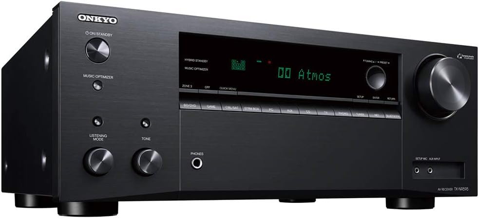 TX-NR595 Home Audio Smart Audio and Video Receiver, Sonos Compatible and Dolby Atmos Enabled, 4K Ultra HD and AirPlay 2 (2019 Model), Black