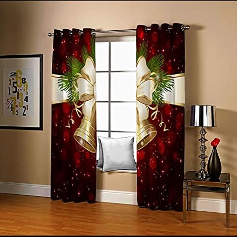 KnSam Eyelet Curtain Opaque Bow-Knot Window Curtain Opaque Drawstring Golden Red Living Room Curtain for Decoration Children's Room Bedroom 214 x 244 cm (width x height) Cover