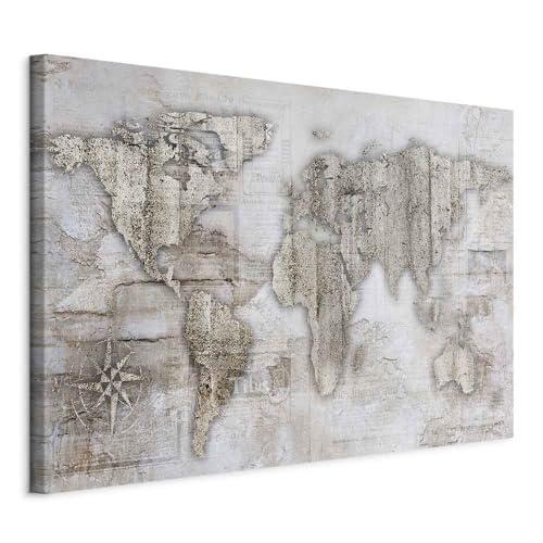 murando Cuadro en Lienzo Mapamundi 90x60 cm Impresión de 1 Pieza Material Tejido no Tejido Impresión Artística Imagen Gráfica Decoracion de Pared - Continentes Map Worldmap Retro k-A-0502-b-a