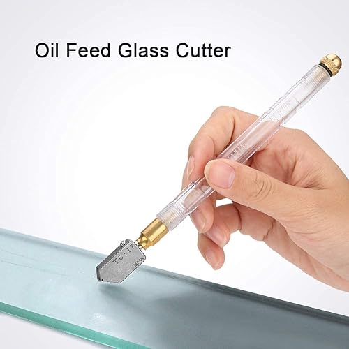 Miniatura 4 de Cortador de vidrio con alimentación de aceite y mango de plástico, herramienta profesional de corte de vidrio para aplicaciones de vidrio y minerales