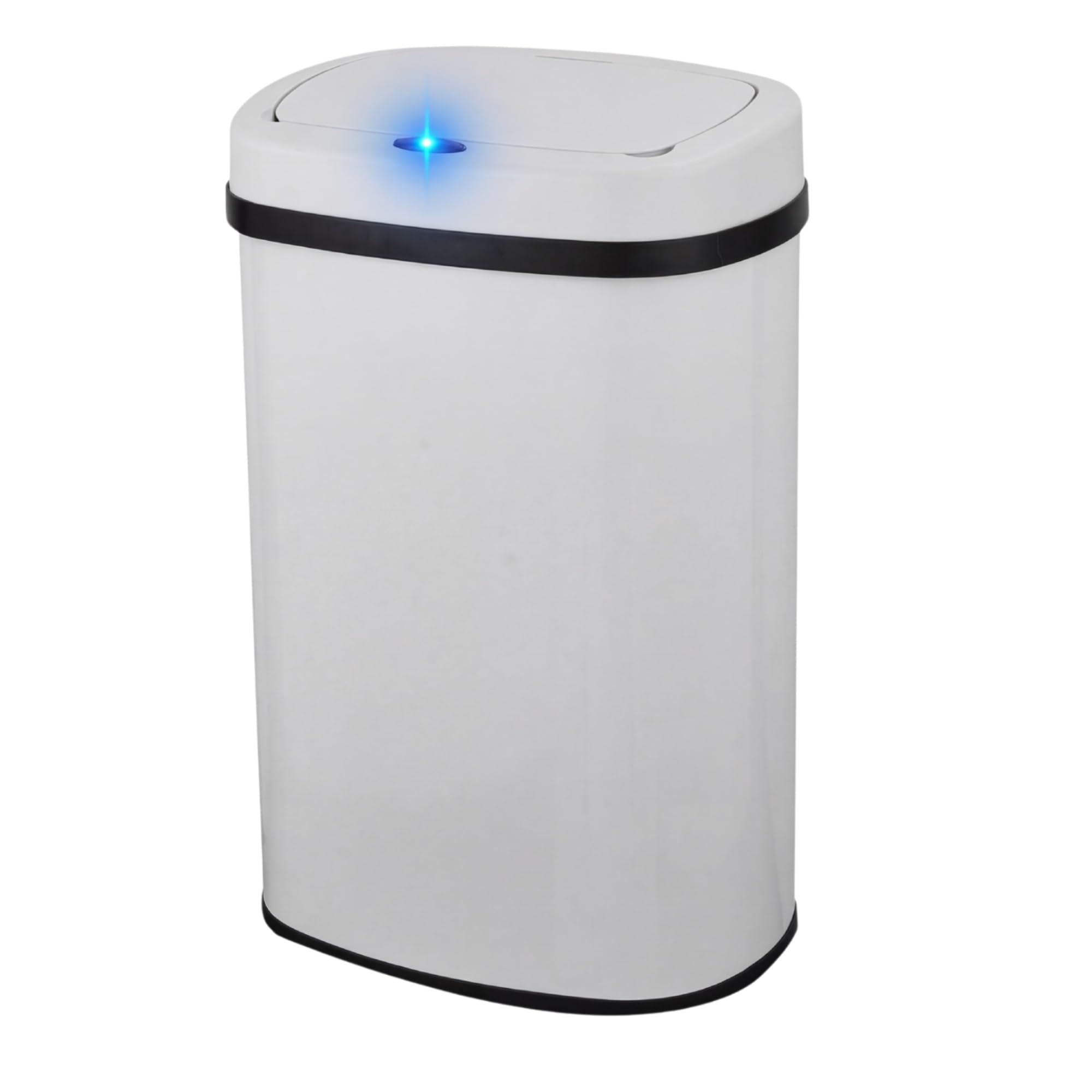 Bayt Cubo de Basura con Sensor 60 Litros - Papelera Automática Cocina sin Contacto, Gran Capacidad, Tapa Automática, Acero Inoxidable, Blanco