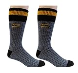 DeWALT Men's 2 Pack Wool Blend Boot Crew Socks (Black & Yellow),10-13 Sock/6-12 Shoe