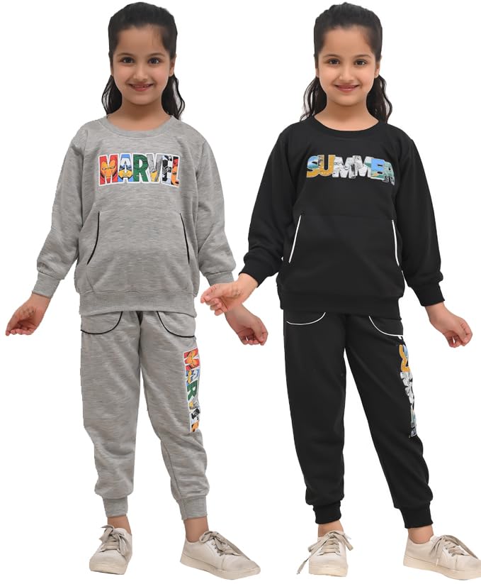 Image of Kids Girls Winter Sweatshirt with Pyjama Set for Girls and Boys | Pack of 2