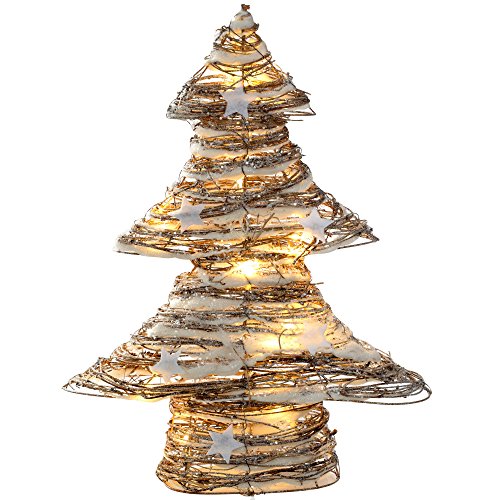 WeRChristmas 48 cm Pre-Lit de ratán LED de luz Blanca cálida de árbol de Navidad con Nieve y Estrellas para...