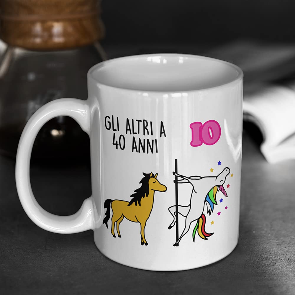 Tazza 40 Anni Unicorno - Idea Regalo Compleanno, Ceramica Bianca Con Design Divertente - Foto 12