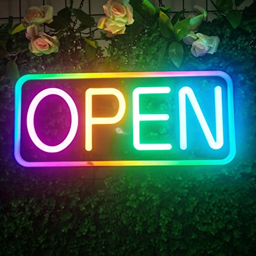Letrero abierto LED RGB con brillo ajustable y efectos dinámicos para escaparates 4
