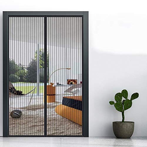 GUOGAI Moustiquaire sur Mesure AimantéE, 85x220cm(33x87inch) Moustiquaire Enroulable Moustiquaire Porte Fenetre Fermeture Automatique pour Porte d Entrée Intérieur/Patio, Noir A Cover