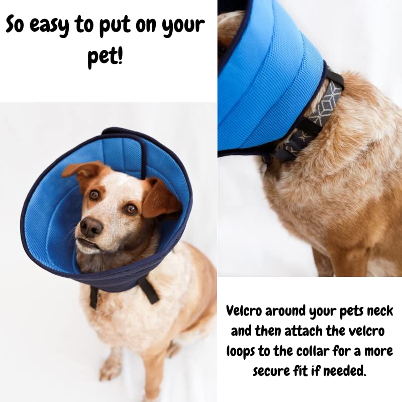 Image of DMW Products Extra Soft Dog Cone for Dogs After Surgery, Adjustable Dog Cones for Large Dogs, Medium and Small. Lightweight Dog Cone Alternative After Surgery. Comfy Recovery Dog E Collar.