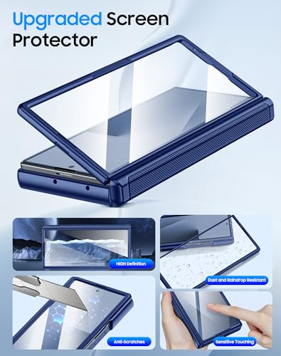 Image of for Samsung Galaxy Z Fold 7 Case with Card Holder RFID Blocking, Built in Slide Lens Cover & Hinge Protection & Screen Protector, Shockproof Wallet Case for Z Fold 7 (Sapphire Blue)