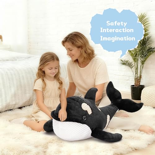 Image of MorisMos 31Inch Orca Stuffed Animal, Realistic Stuffed Orca Plush Toy, Soft Killer Whale Stuffed Animal Toy Sea Animal Gift for Kids Birthday Christmas