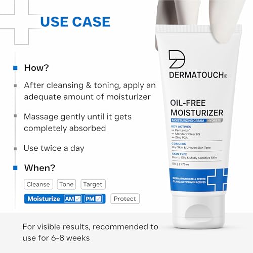 Image of DERMATOUCH Oil-Free Moisturiser - Lightweight Hydration | Non-Greasy Daily Moisture Care | Helps Maintain Skin Balance | 50g