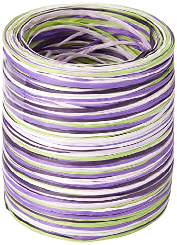 PRÄSENT C.E. Pattberg Raffia-Multicolour Bastband grün-Flieder-rosa, 50 m Geschenkband zum Einpacken, 5-strängiges Bastelband für Geschenke, Zubehör zum Dekorieren & Basteln