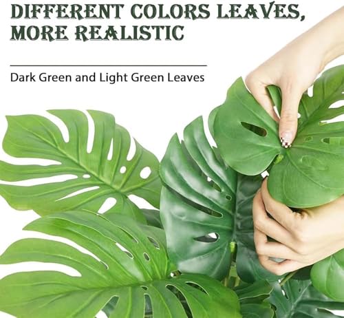Laelfe Monstera Kunstpflanze im Topf, Künstliche Blattpflanze Splitphilo Pflanzen Plastik Tropische Palme Grünpflanze Deko für Haus Wohnzimmer Schlafzimmer Büro Tischdekorationen (Monstera-60cm) – Bild 5