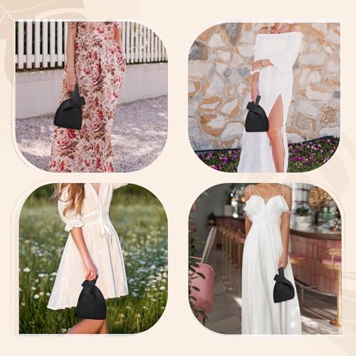 Image of Small Crochet Knit Tote Wrist Bag, Portable Knot Sleeve Handle Bag Cute Wristlet Pouch Purse for Women