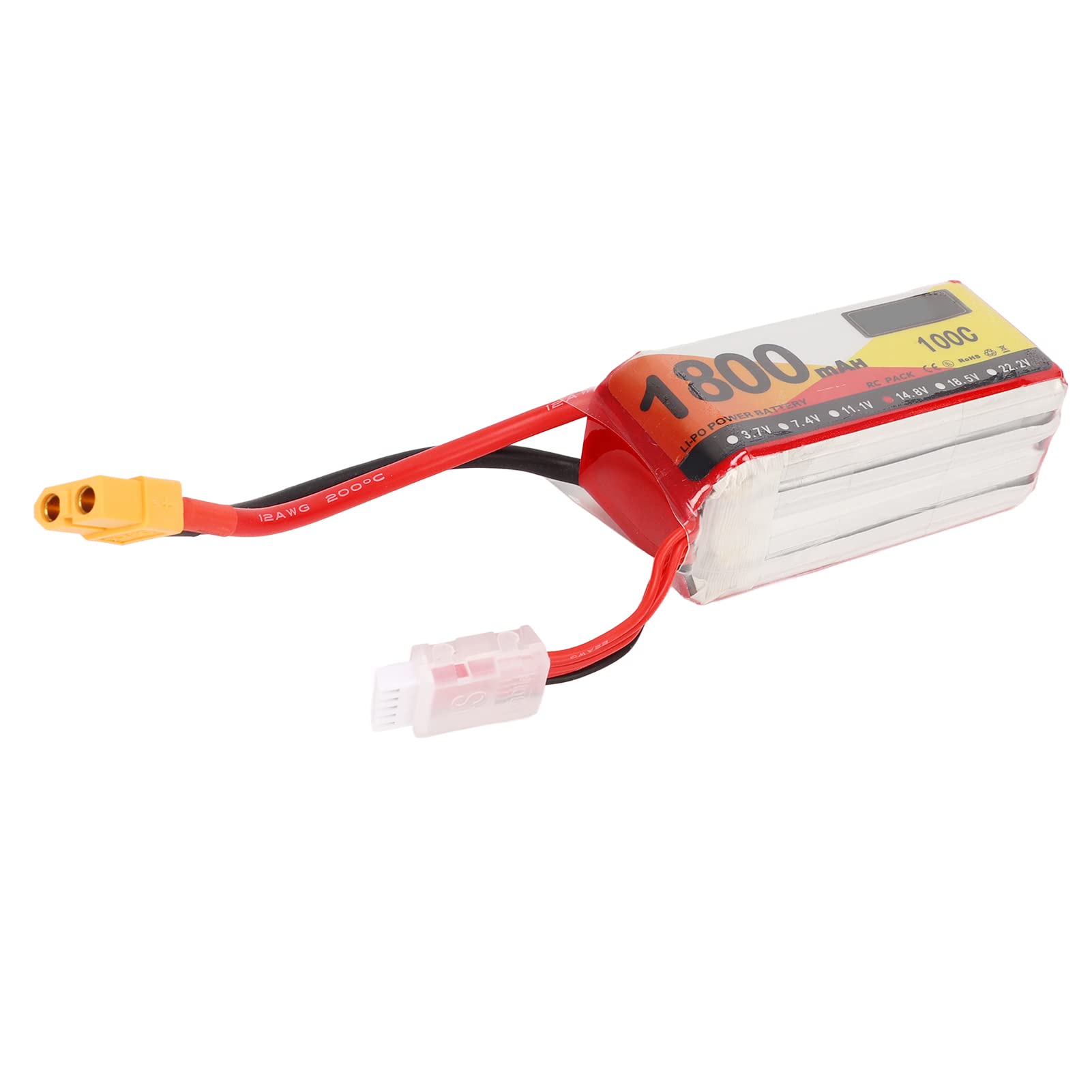 Batteria Lipo da 1800 mAh Velocità di scarica 100C Spina 14,8 V 4 S XT60 Alimentazione a batteria RC per modello di auto in elicottero RC
