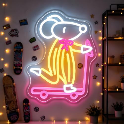 Cartoon Rat Neon Sign for Wall Decor Skateboard Rat Neon Light for Man Cave - image 1