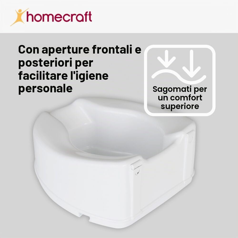 Homecraft Sedile WC rialzato Savanah senza coperchio, supporto allungato e rialzato per anziani, disabili e utenti disabili, colore bianco, 150 mm (6")