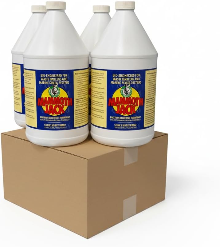 Mammoth Jack Industrial Odor Eliminator & Waste Digestant – Bio-Enzymatic Cleaner for Dumpsters, Garbage Trucks, Drains, Sewage Systems, Bilge & Kennels - 1 Case (4 × 1-Gallon Jugs)