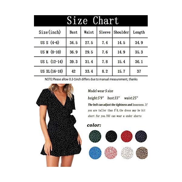 Naggoo-Womens-Summer-Wrap-V-Neck-Polka-Dot-Print-Ruffle-Short-Sleeve-Mini-Floral-Dress-with-Belt Naggoo Women's Summer Wrap V Neck Polka Dot Print Ruffle Short Sleeve Mini Floral Dress with Belt (Medium, Solid Black)