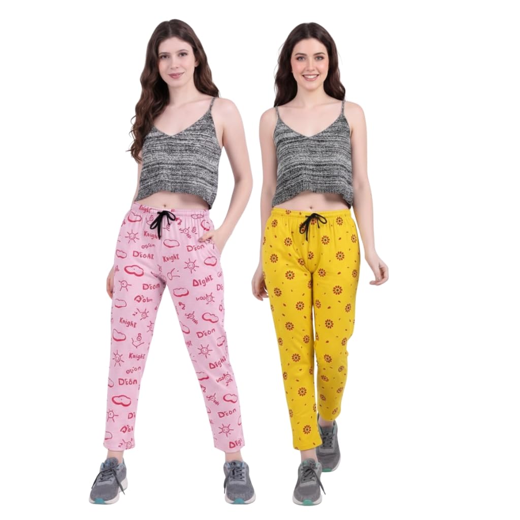 Women Cotton Lounge Pant Combo | Soft Printed Pyjama for Women | Regular Fit Night Pant | Summer Sleepwear Lower | Casual Home Wear Track Pant for Ladies-image-30