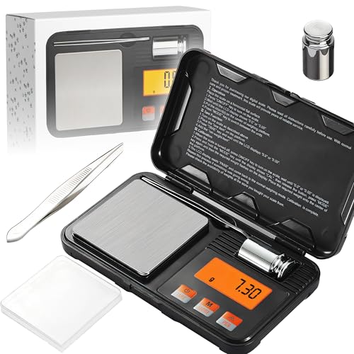 Retoo Báscula de Precisión 200g/0,01g Digitale para Joyería Oro Cocina Laboratorio Café Alimentos Balanzas de Portátiles Multifuncional Pantalla LCD y 6 Unidades Función de Tara 14,2x8,5x2,5 cm Negro