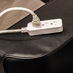 GE Pro 3-Outlet Power Strip with Surge Protection, 15 Ft Designer Braided Extension Cord, Grounded, Flat Plug, 250 Joules, Warranty, UL Listed, White/Gray, 40530
