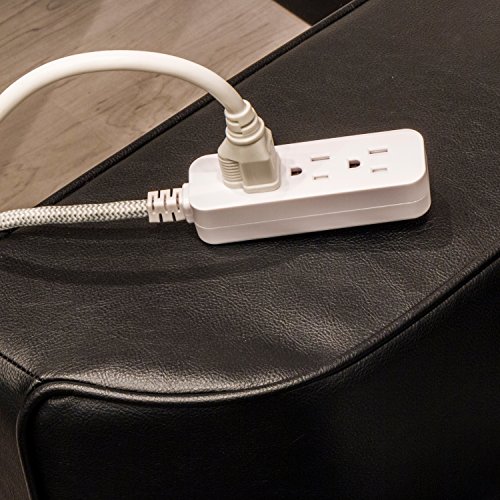 Image of GE 3-Outlet Power Strip Braided Extension Cord with Multiple Outlets Grounded Flat Plug ETL Listed White 40530, 15 Ft (Pack of 12)