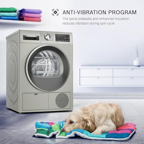 Image of Bosch 8 kg Fully Automatic Front Load Condenser Heat Pump Tumble Dryer | 100% Drying, 0% Effort | 5 Drying Options | Reduces 99.9% Allergens | Ready-to-Wear No Crease (WPG23108IN, Silver Inox)