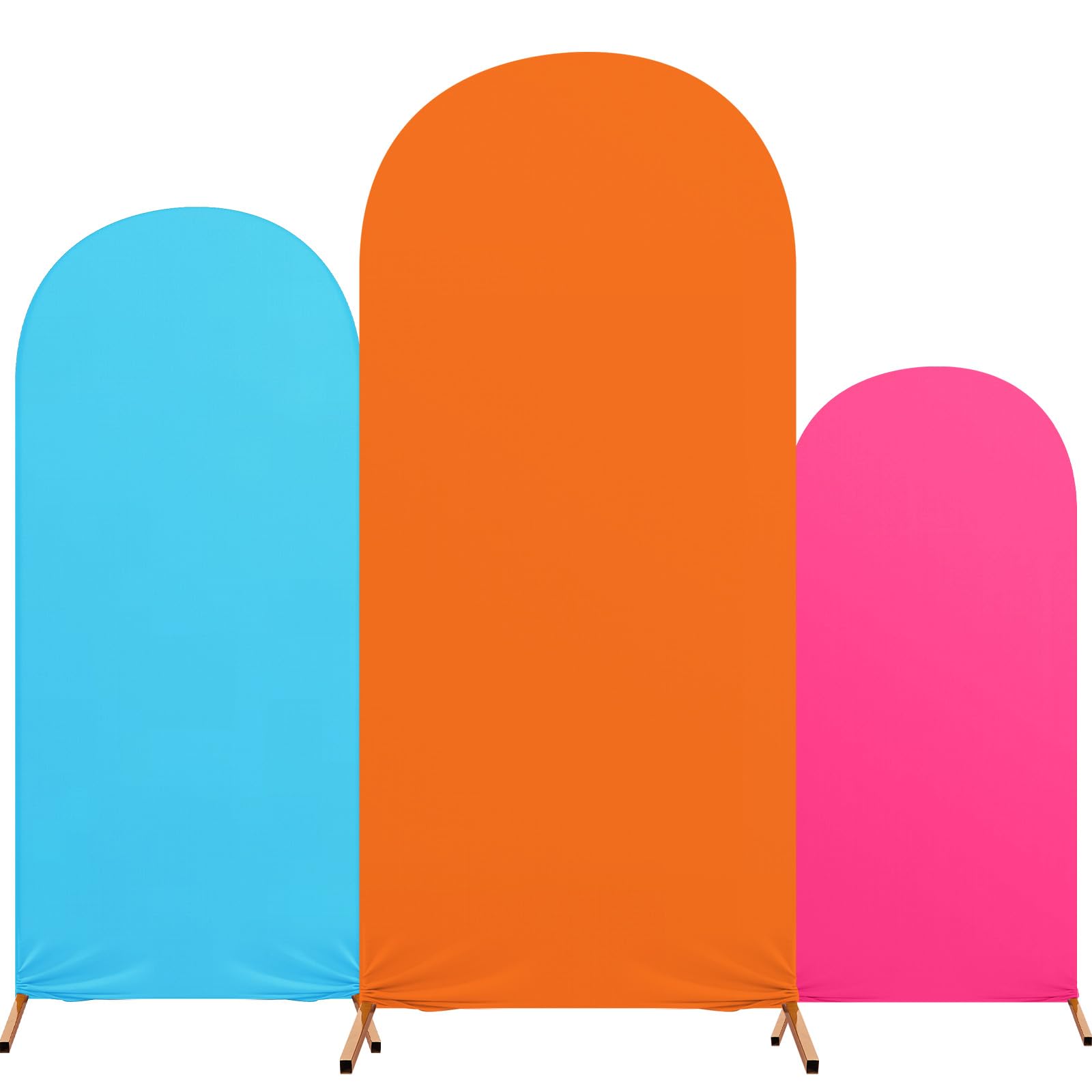Tingjoo Blue Pink Orange Set of 3 Hawaii Theme Print Arch Cover, Spandex Fitted Wedding Christmas Halloween Arch Stand Covers for Birthday Party