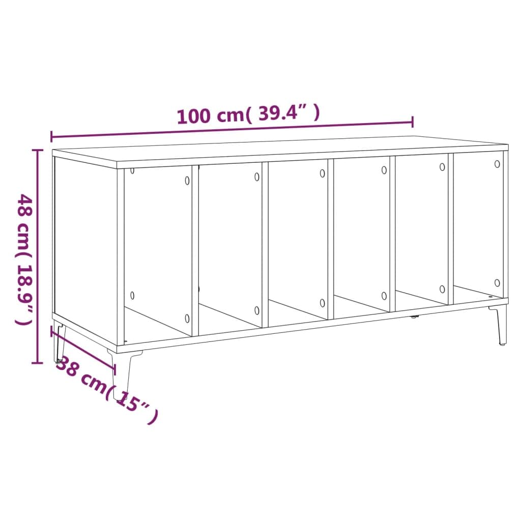 vidaXL Mobile Porta Dischi Grigio Sonoma 100x38x48cm Legno Multistrato, Mobile per Giradischi, Porta Dischi, mobiletto Porta vinili