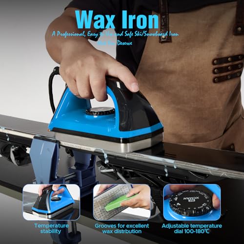 Miniatura 2 de Xcman Kit Completo De Encerado Para Esquí Y Snowboard Con Encerador, Cera De Esquí, Afinador De Borde De Base Multiángulo, Reparación De Base Ptex, Papel De Encerado, Piedra De Goma Para Esquí