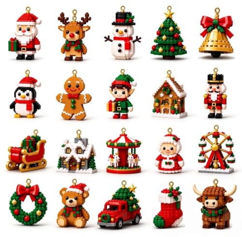 24 Day Mini Christmas Brick Ornament Advent Calendar, 24 Buildable Bricks - image 2