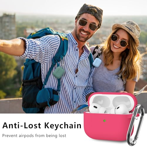Image of Ljusmicker for AirPods Pro Case Cover with Cleaner Kit,Rose Pink | Silicone Protective Cover for Apple AirPods Pro 2nd /1st Generation Case with Keychain for Women Men,Shockproof